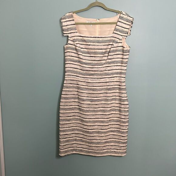 Kay Unger New York Tweed Fringe Sleeve Dress - Picture 1 of 7